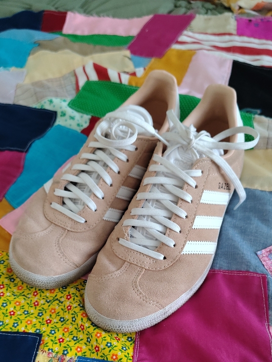 adidas Shoes - adidas Gazelle Suede Sneakers in Blush Pink & White